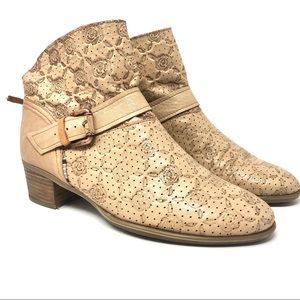 Hispanitas Tan Perforated Leather Ankle Booties 40